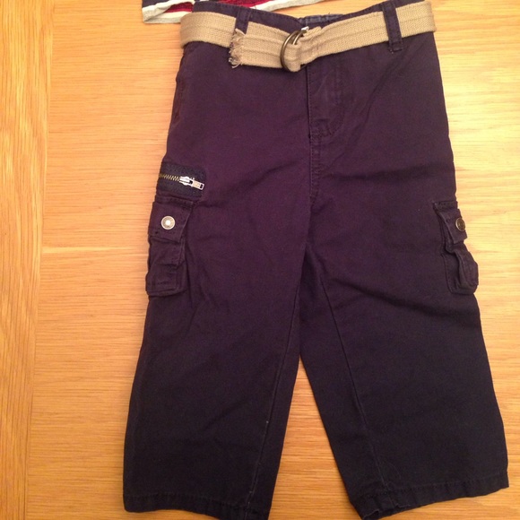 Greendog 24mo navy pants w/ tan belt and orange/blue long sleeve T. Plus bonus - Picture 3 of 9
